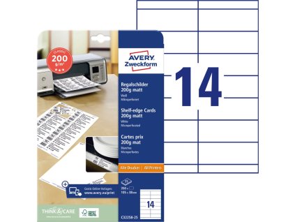 Štítky na prodejní stojany 200 g/m² 105x38 mm Avery Zweckform C32258-25