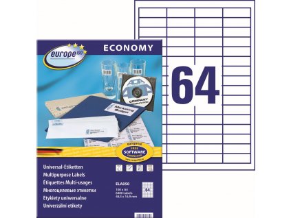 Samolepicí etikety 48,5x16,9 mm Avery Zweckform Europe100 ELA050