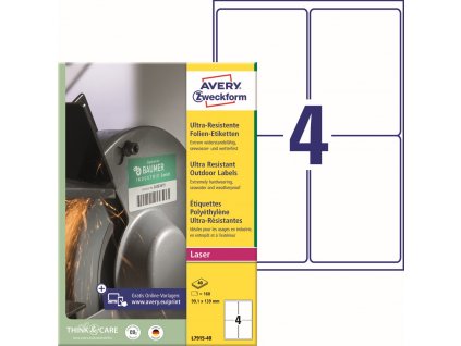 Ultra odolné samolepicí PE etikety 99,1x139 mm Avery Zweckform L7915-40