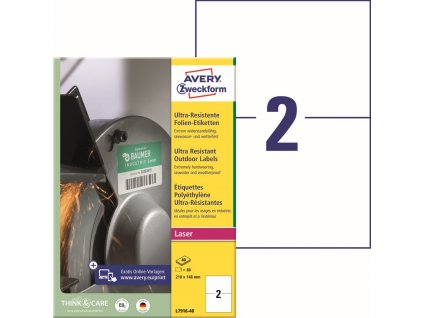 Ultra odolné samolepicí PE etikety 210x148 mm Avery Zweckform L7916-40