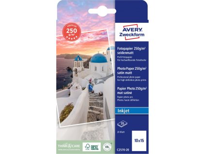 Fotografický papír 10x15 cm 250 g/m² Avery Zweckform C2570-20