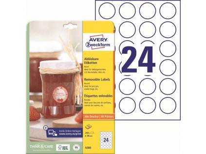Kulaté snímatelné etikety Avery Zweckform 5080