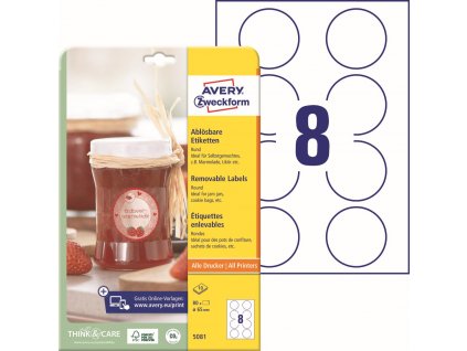 Kulaté snímatelné etikety Ø 65 mm Avery Zweckform 5081