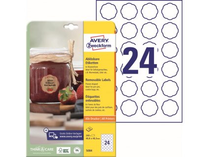 Snímatelné etikety tvaru květiny 40,8x40,3 mm Avery Zweckform 5084