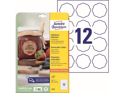 Snímatelné etikety tvaru květiny Avery Zweckform 5085