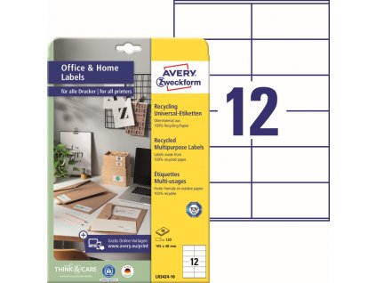 Recyklované samolepicí etikety 105x48 mm Avery Zweckform LR3424-10
