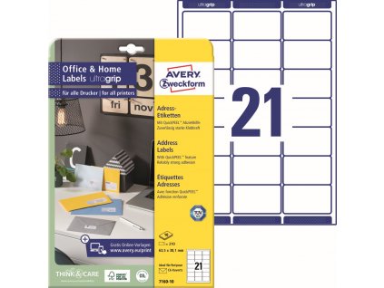 Samolepicí adresní etikety 63,5x38,1 mm Avery Zweckform 7160-10