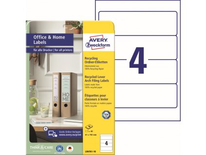 Recyklované etikety na pořadače 61x192 mm Avery Zweckform LR4761-10