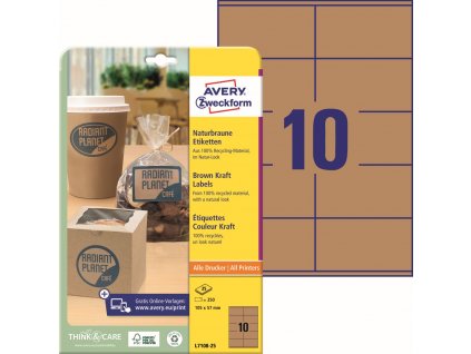 Přírodně hnědé samolepicí etikety 105x57 mm Avery Zweckform L7108-25