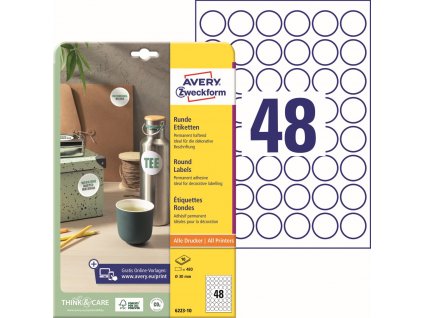 Kulaté samolepicí etikety Ø 30 mm Avery Zweckform 6223-10