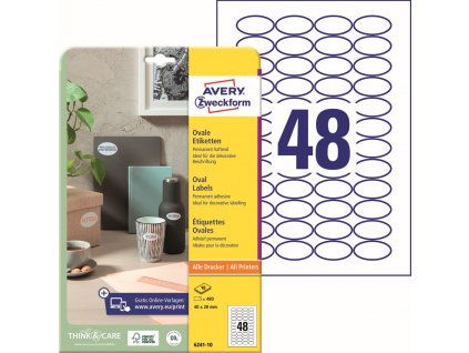 Oválné samolepicí etikety 40x20 mm Avery Zweckform 6241-10