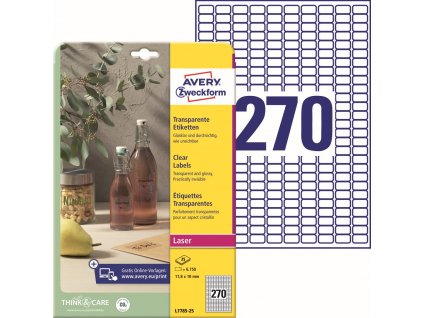 Čiré samolepicí etikety 17,8x10 mm Avery Zweckform L7785-25