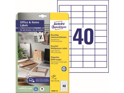 Recyklované samolepicí etikety 48,5x25,4 mm Avery Zweckform LR3657-10
