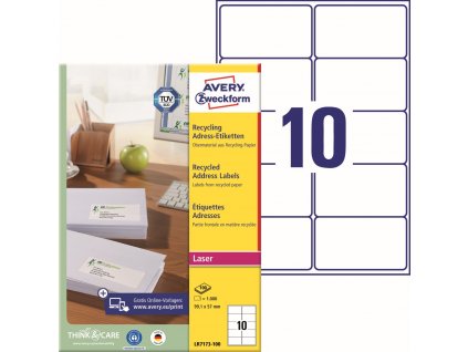 Recyklované adresní etikety 99,1x57 mm Avery Zweckform LR7173-100