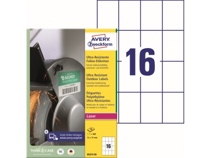 Ultra odolné samolepicí PE etikety 52x74 mm Avery Zweckform B5274-50