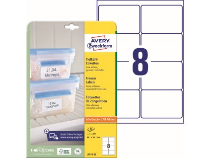 Mrazuvzdorné samolepicí etikety 99,1x67,7 mm Avery Zweckform L7976-25