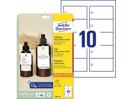Potisknutelné visačky | Avery Zweckform T1001-10  + online software pro tisk štítků + tisková šablona ke stažení zdarma