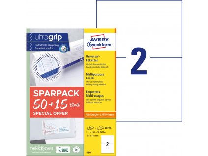Samolepicí etikety 210x148 mm Avery Zweckform 6604