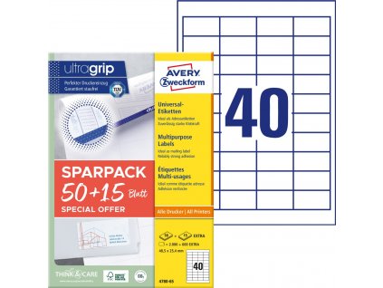 Samolepicí etikety 48,5x25,4 mm Avery Zweckform 4780-65