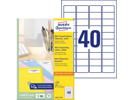 Samolepicí etikety 45,7x25,4 mm Avery Zweckform L7654-100