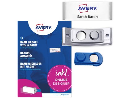 Sada magnetických jmenovek 70x30 mm Avery Zweckform POL30MA66-5DR