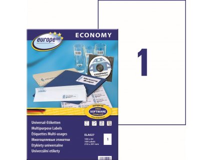 Samolepicí etikety 210x297 mm Avery Zweckform Europe100 ELA027