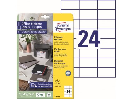 Samolepicí etikety 70x37 mm Avery Zweckform 3474-10