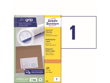 Samolepicí etikety na formátu A5 210x148 mm Avery Zweckform 6135