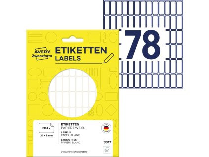 Samolepicí mini etikety 20x8 mm Avery Zweckform 3317