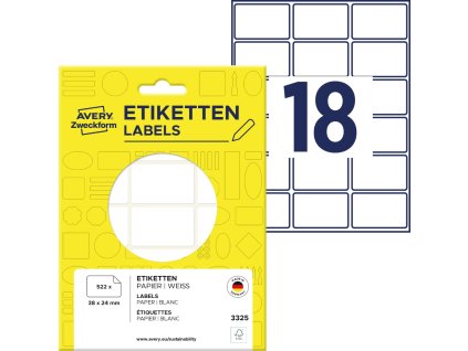 Samolepicí etikety 38x24 mm Avery Zweckform 3325