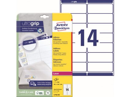 Samolepicí adresní etikety 99,1x38,1 mm Avery Zweckform L7163-40