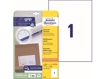 Samolepicí etikety 210x297 mm Avery Zweckform 6119
