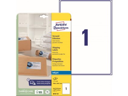 Samolepicí Inkjet etikety na zásilky 199,6x289,1 mm Avery Zweckform J8167-25