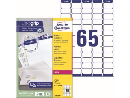 Samolepicí adresní etikety 38,1x21,2 mm Avery Zweckform L7651-100