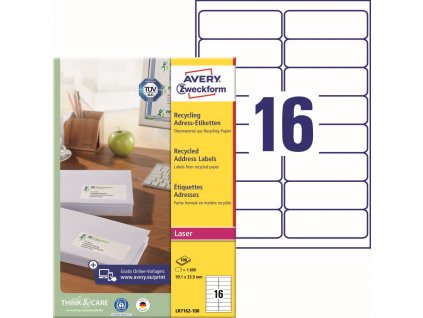 Recyklované adresní etikety 99,1x33,9 mm Avery Zweckform LR7162-100