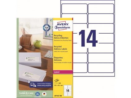 Recyklované adresní etikety 99,1x38,1 mm Avery Zweckform LR7163-100