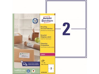 Recyklované etikety na zásilky 199,6x143,5 mm Avery Zweckform LR7168-100