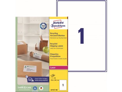 Recyklované etikety na zásilky 199,6x289,1 mm Avery Zweckform LR7167-100