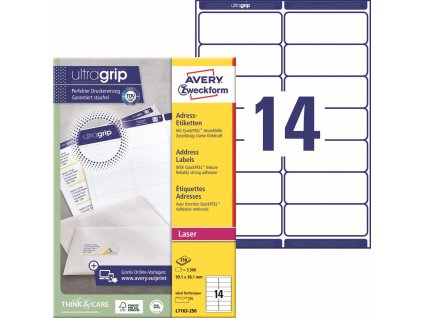 Samolepicí adresní etikety 99,1x38,1 mm Avery Zweckform L7163-250