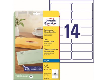 Transparentní Inkjet etikety 99,1x38,1 mm Avery Zweckform J8563-25