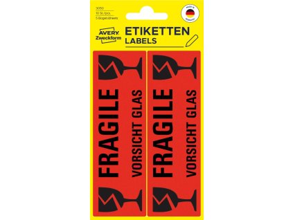 Varovné etikety „Fragile“ 119x38 mm Avery Zweckform 3050