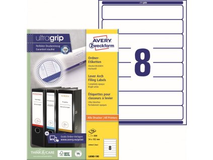 Samolepicí etikety na pořadače 34x192 mm Avery Zweckform L6060-100