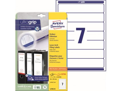 Samolepicí etikety na pořadače 38x192 mm Avery Zweckform L4760-25