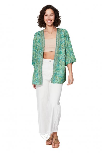 Kimono zelené s potiskem