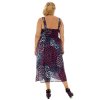 Letní midi šaty vzorované fialové (Barva Fialová, Barevná, Velikost 2XL)
