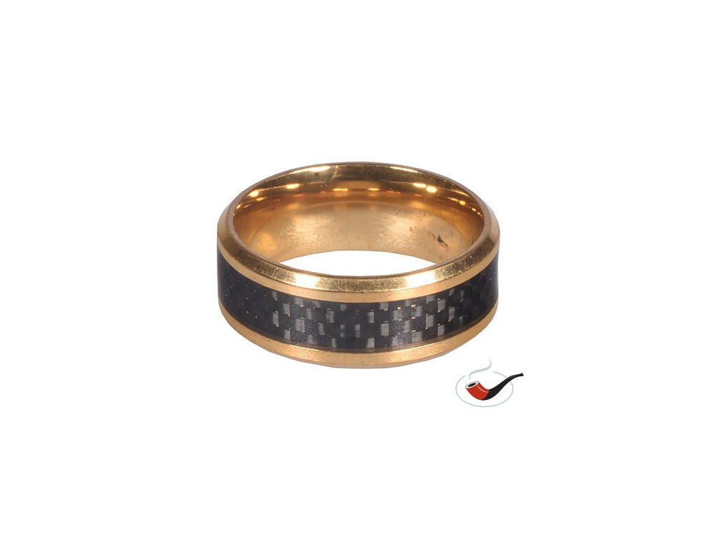 Ozdobný kovový kroužek na dýmku 11 gold black