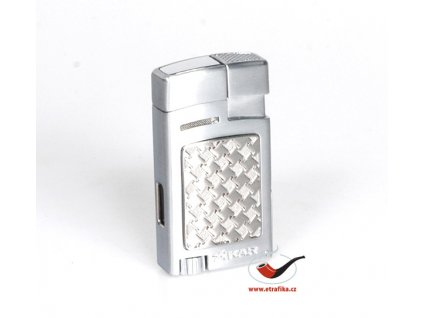 13598 3 doutnikovy zapalovac xikar 524slh forte soft flame lighter silver houndstooth