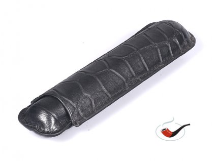 41165 kozene pouzdro na 1 doutnik h r croco cerne 621502