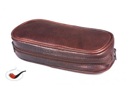 Kožené pouzdro H.R. na 2 dýmky a příslušenství hnědé antique leather