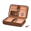 Travel humidor na 6 doutníků a příslušenství se zapalovačem kožený hnědý